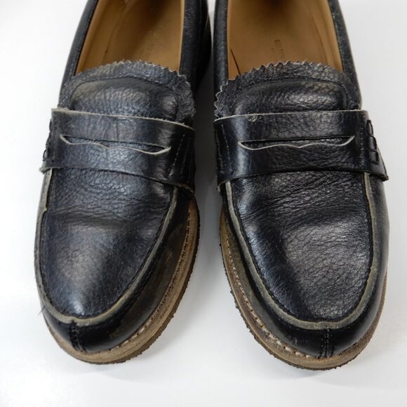 GOLDEN GOOSE Jerry Penny LOAFERS Moccasin Size 37 7 Black Grained Leather EUC - Picture 14 of 16